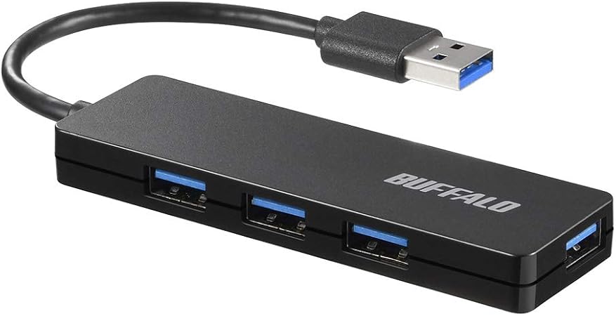 バッファロー USB ハブ USB3.0 スリム設計 4ポート バスパワー 軽量 Windows Mac PS4 PS5 Chromebook 対応 テレワーク 在宅勤務 BSH4U125U3BK