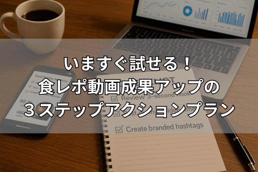 いますぐ試せる！食レポ動画成果アップの３ステップアクションプラン